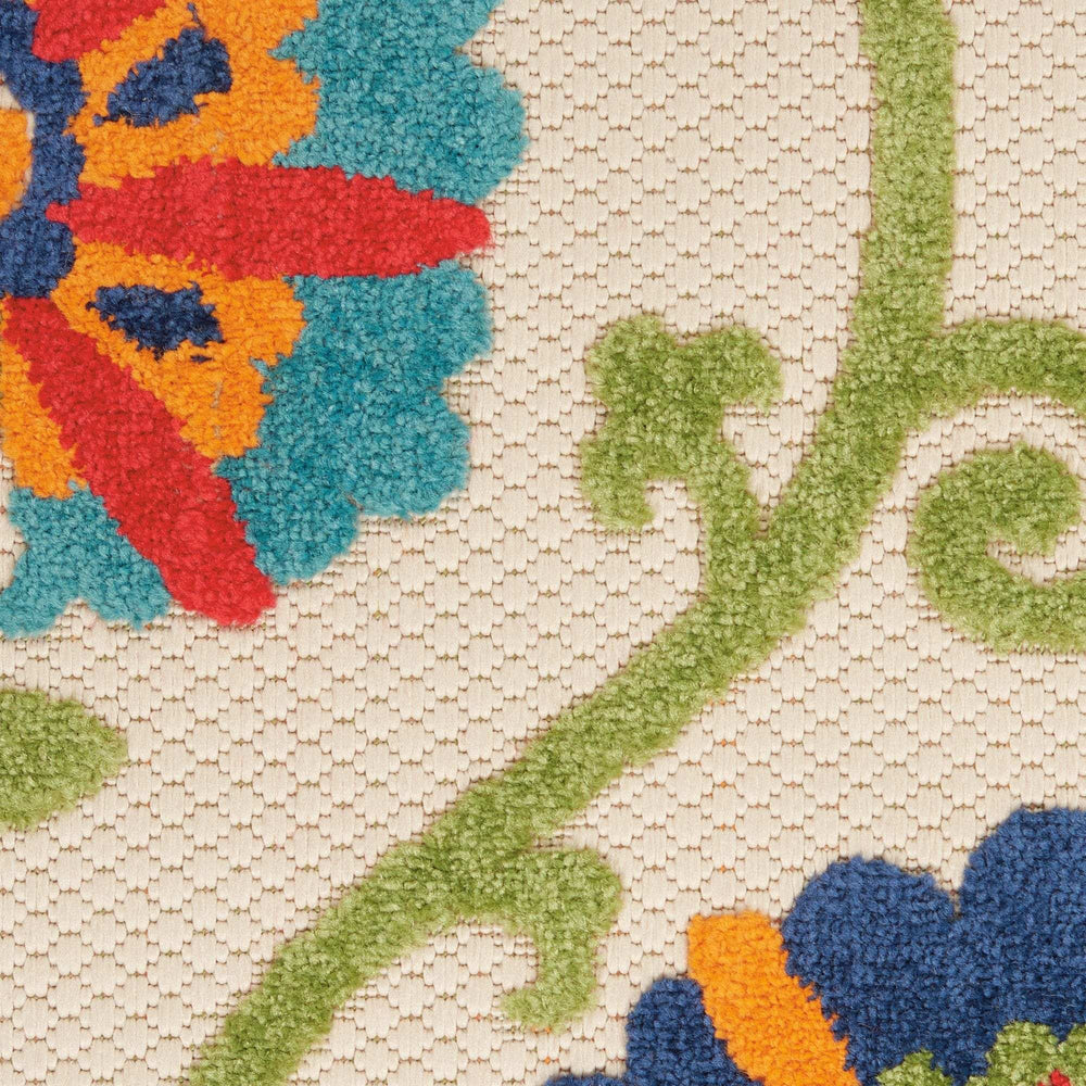 6' X 9' Ivory And Blue Floral Indoor Outdoor Area Rug - Homeroots - Flyclothing LLC