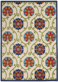 8' X 11' Ivory And Blue Floral Indoor Outdoor Area Rug - Homeroots - Flyclothing LLC