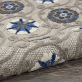 2' X 6' Blue And Gray Floral Indoor Outdoor Area Rug - Homeroots - Flyclothing LLC