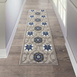 2' X 6' Blue And Gray Floral Indoor Outdoor Area Rug - Homeroots - Flyclothing LLC