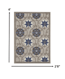 3' X 4' Blue And Gray Floral Indoor Outdoor Area Rug - Homeroots - Flyclothing LLC
