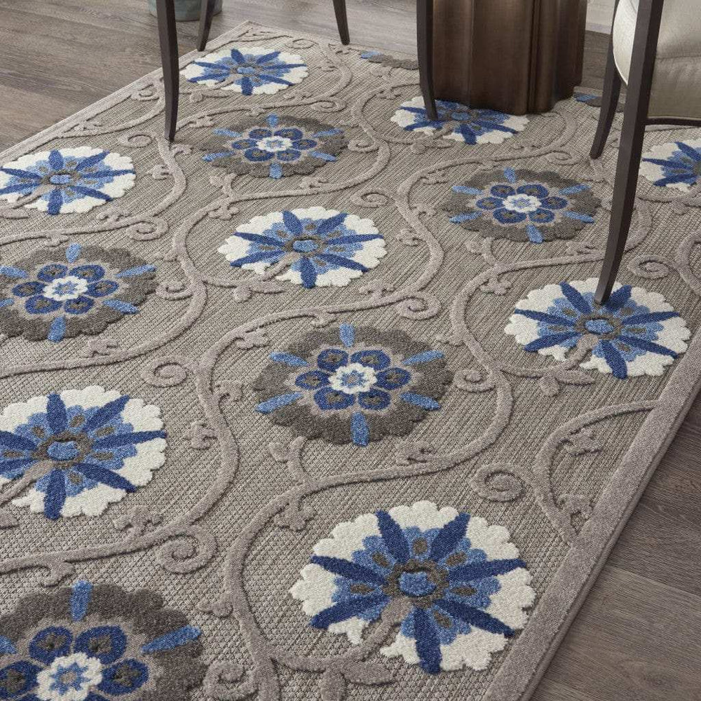 5' X 8' Blue And Gray Indoor Outdoor Area Rug - Homeroots - Flyclothing LLC