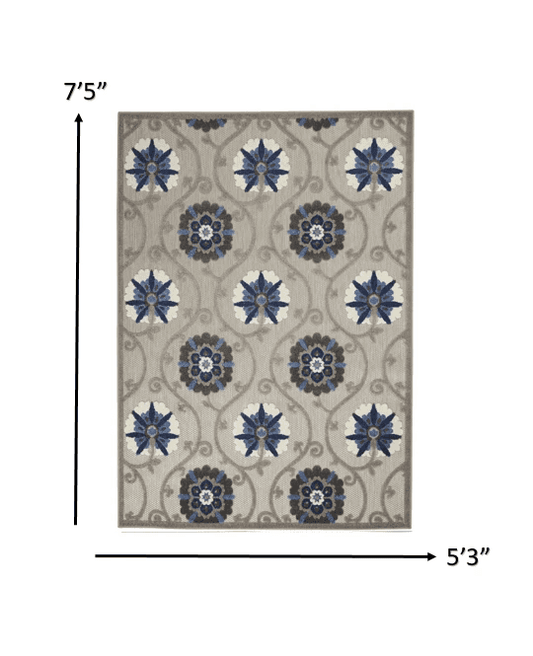 5' X 8' Blue And Gray Indoor Outdoor Area Rug - Homeroots - Flyclothing LLC