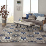 8' X 11' Blue And Gray Floral Indoor Outdoor Area Rug - Homeroots - Flyclothing LLC