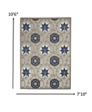 8' X 11' Blue And Gray Floral Indoor Outdoor Area Rug - Homeroots - Flyclothing LLC