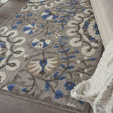 4' X 6' Blue And Gray Floral Indoor Outdoor Area Rug - Homeroots - Flyclothing LLC