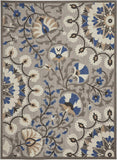 8' X 11' Blue And Gray Floral Indoor Outdoor Area Rug - Homeroots - Flyclothing LLC