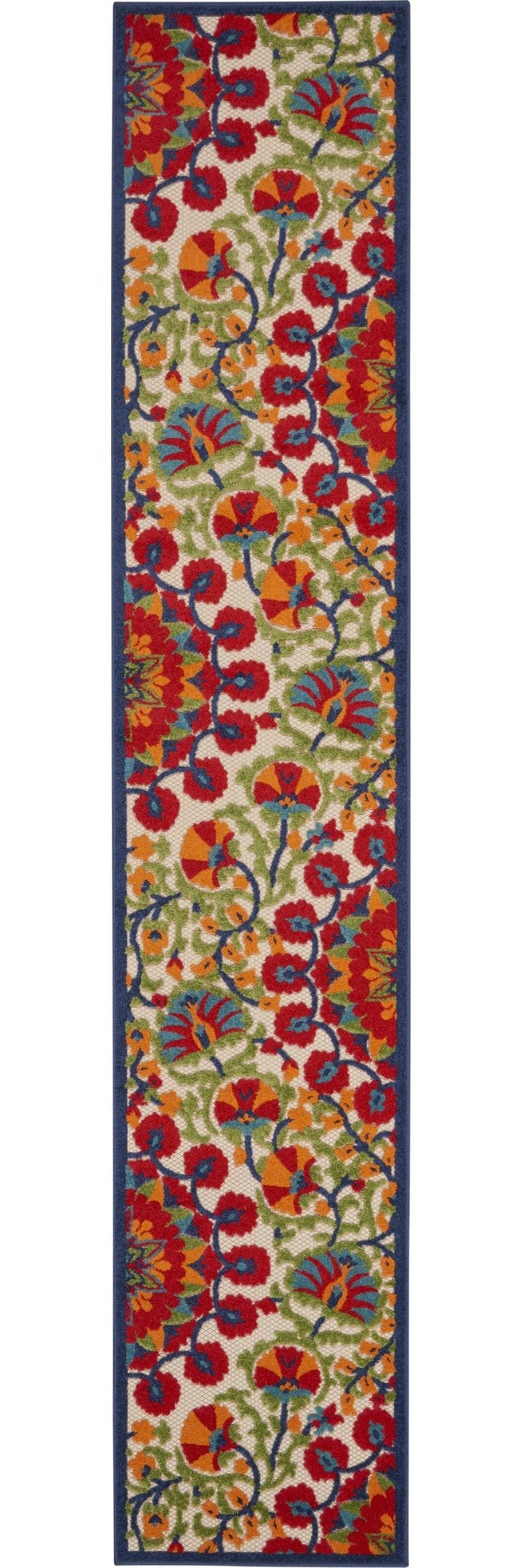 12' Runner Red And Ivory Floral Stain Resistant Indoor Outdoor Runner Rug - Homeroots - Flyclothing LLC
