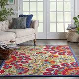 4' X 6' Red And Ivory Floral Indoor Outdoor Area Rug - Homeroots - Flyclothing LLC