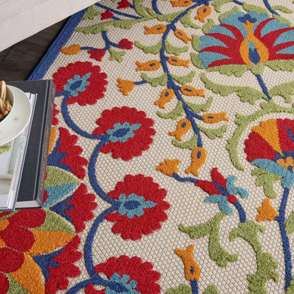 4' X 6' Red And Ivory Floral Indoor Outdoor Area Rug - Homeroots - Flyclothing LLC