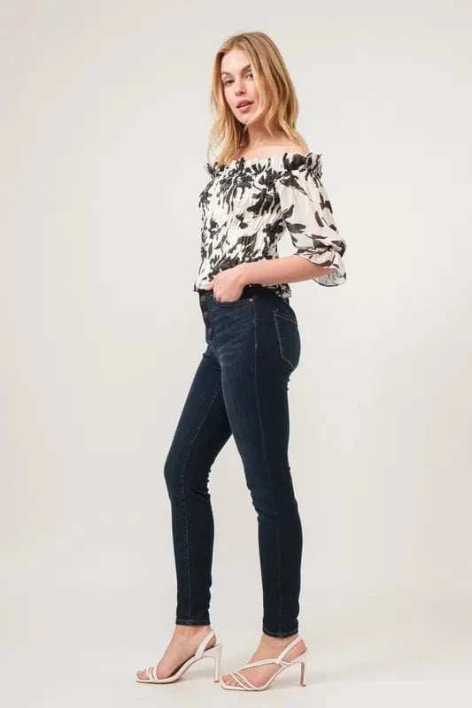 And The Why Smocked Off-Shoulder Floral Printed Top - Trendsi - Flyclothing LLC