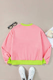 Contrast Round Neck Long Sleeve Sweatshirt - Trendsi - Flyclothing LLC