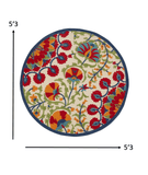 5' Round Red And Ivory Round Floral Indoor Outdoor Area Rug - Homeroots - Flyclothing LLC