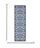2' X 6' Blue And Gray Floral Indoor Outdoor Area Rug - Homeroots - Flyclothing LLC