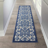 2' X 6' Blue And Gray Floral Indoor Outdoor Area Rug - Homeroots - Flyclothing LLC