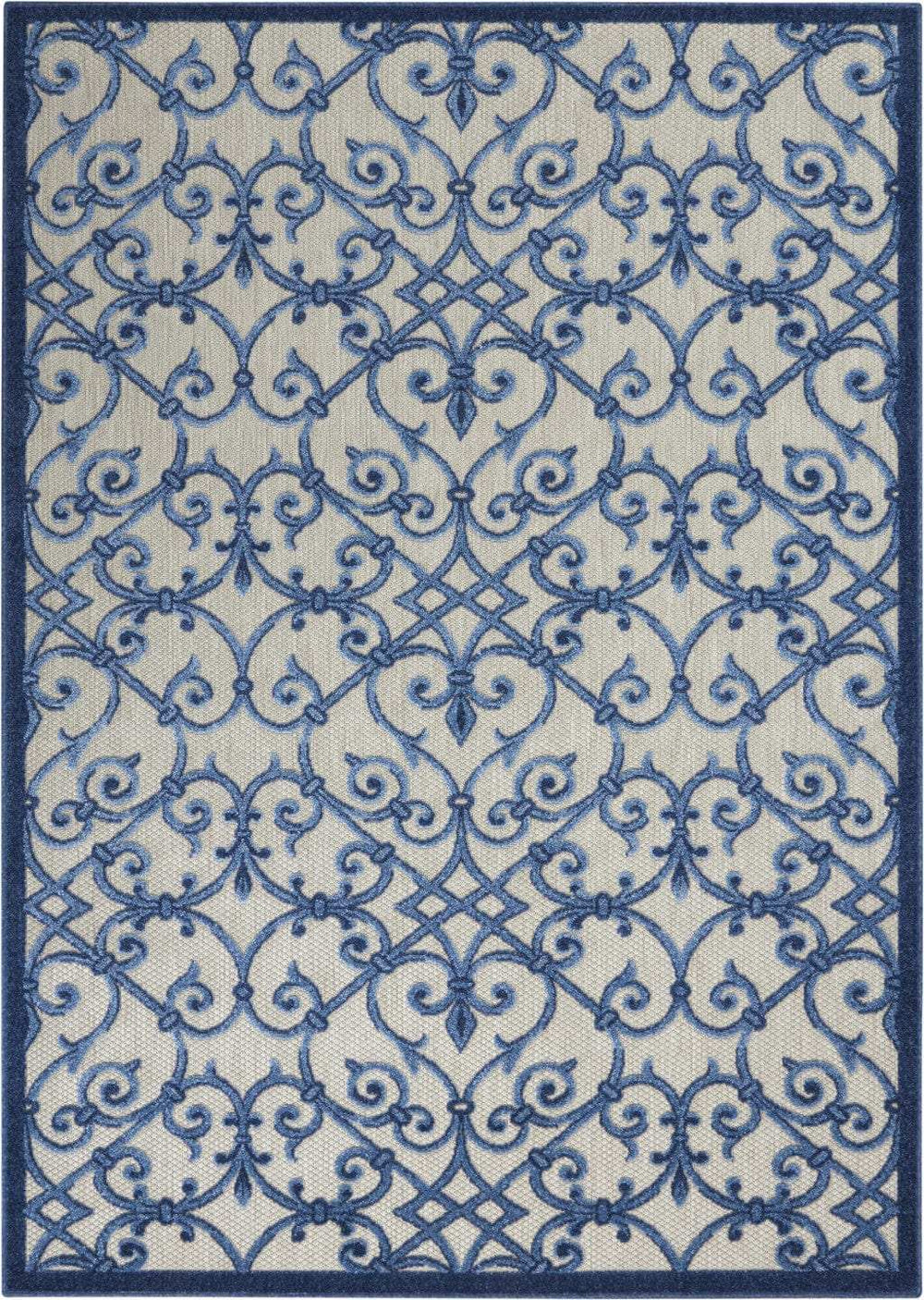 4' X 6' Blue And Gray Floral Indoor Outdoor Area Rug - Homeroots - Flyclothing LLC
