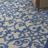 8' X 11' Blue And Gray Floral Indoor Outdoor Area Rug - Homeroots - Flyclothing LLC