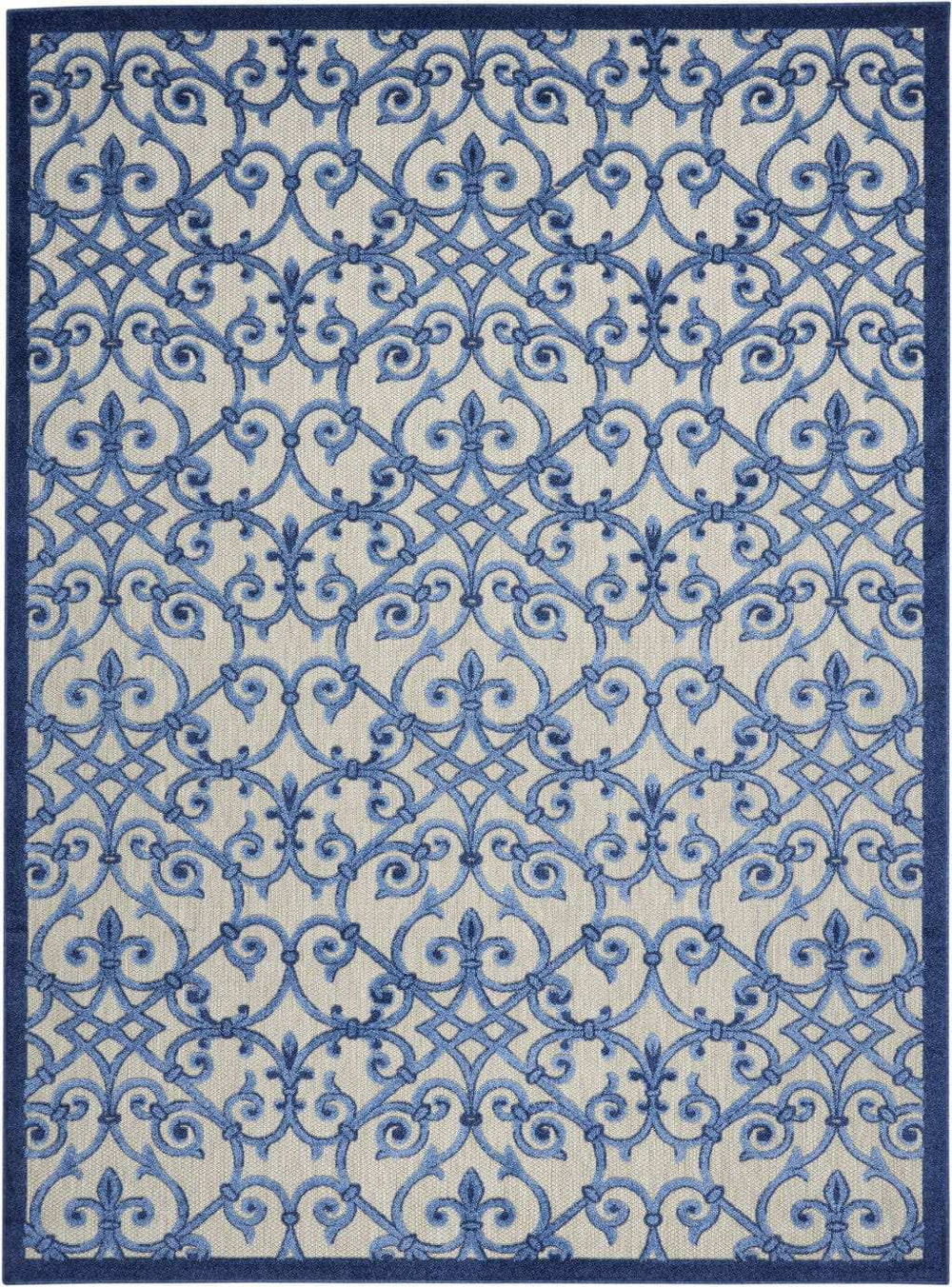 8' X 11' Blue And Gray Floral Indoor Outdoor Area Rug - Homeroots - Flyclothing LLC