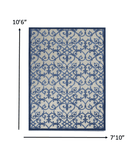 8' X 11' Blue And Gray Floral Indoor Outdoor Area Rug - Homeroots - Flyclothing LLC