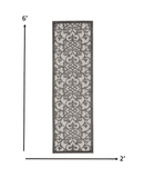 2' X 6' Gray Floral Indoor Outdoor Area Rug - Homeroots - Flyclothing LLC