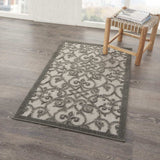 3' X 4' Gray Floral Indoor Outdoor Area Rug - Homeroots - Flyclothing LLC