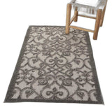 3' X 4' Gray Floral Indoor Outdoor Area Rug - Homeroots - Flyclothing LLC