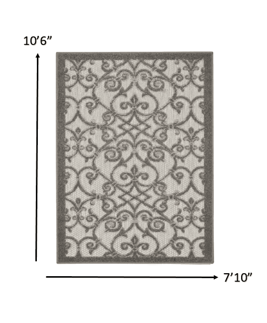 3' X 4' Gray Floral Indoor Outdoor Area Rug - Homeroots - Flyclothing LLC
