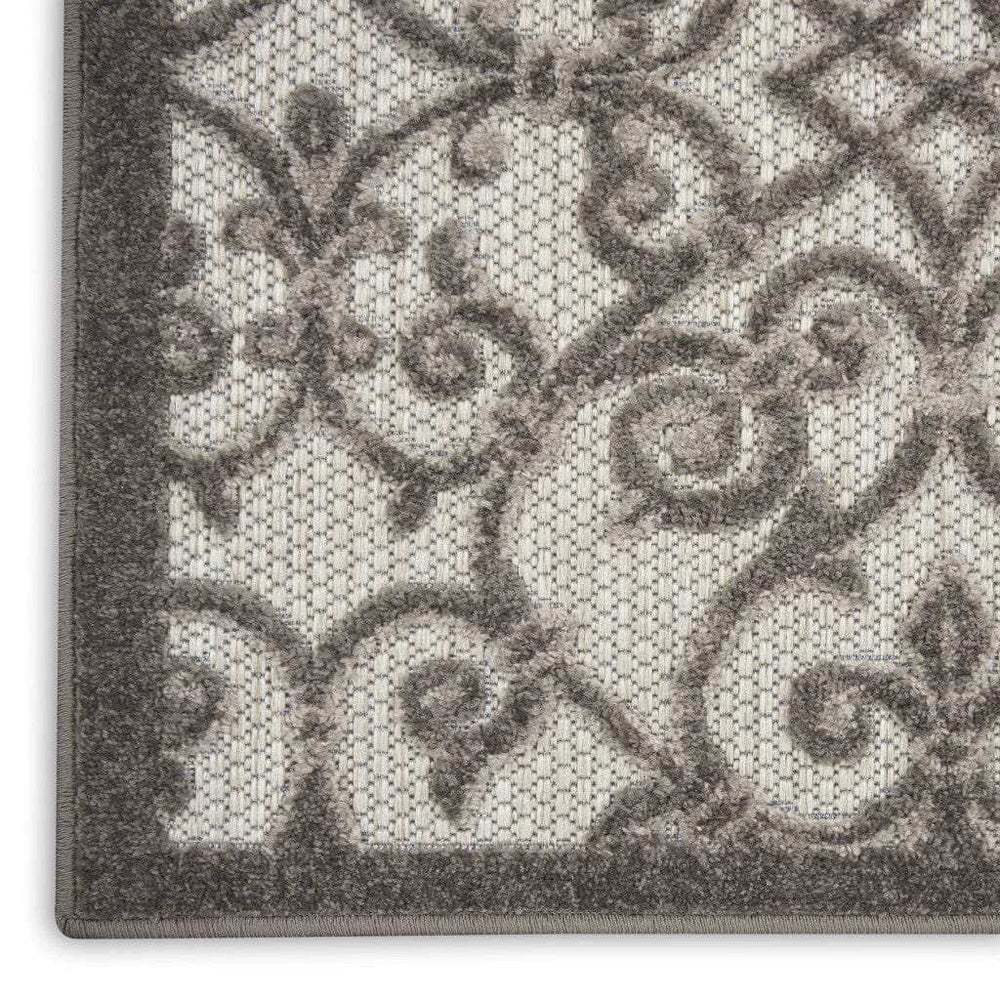 4' X 6' Gray Floral Indoor Outdoor Area Rug - Homeroots - Flyclothing LLC