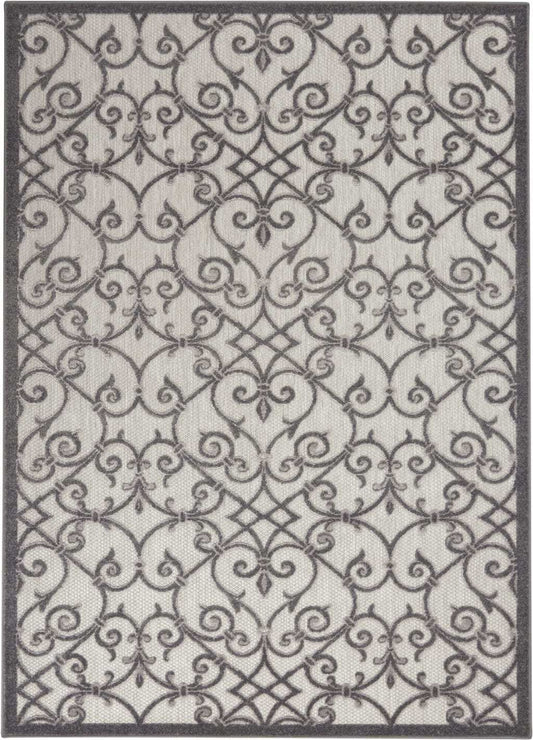 5' X 8' Gray Floral Indoor Outdoor Area Rug - Homeroots - Flyclothing LLC