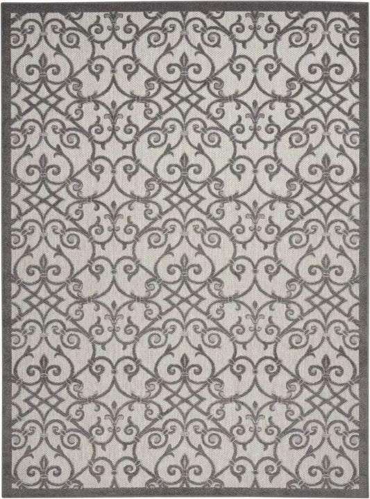8' X 11' Gray Floral Indoor Outdoor Area Rug - Homeroots - Flyclothing LLC