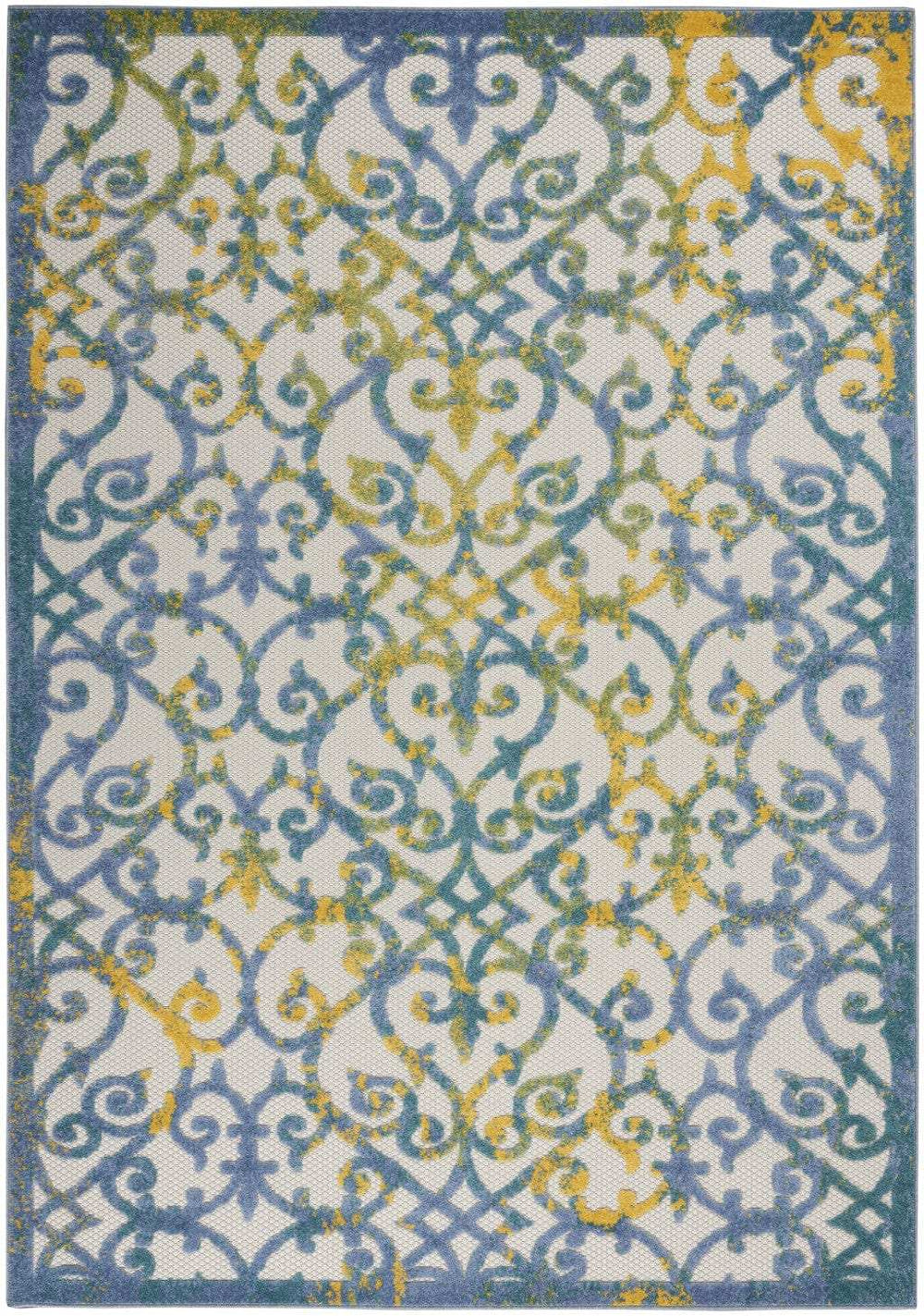 4' X 6' Ivory And Blue Floral Indoor Outdoor Area Rug - Homeroots - Flyclothing LLC