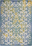 4' X 6' Ivory And Blue Floral Indoor Outdoor Area Rug - Homeroots - Flyclothing LLC