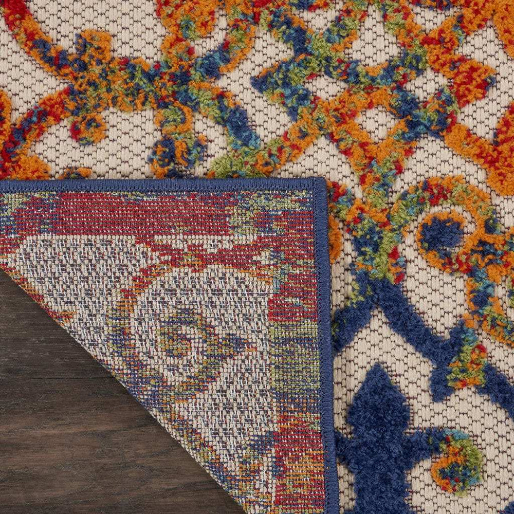 2' X 8' Ivory And Blue Floral Indoor Outdoor Area Rug - Homeroots - Flyclothing LLC