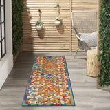 2' X 8' Ivory And Blue Floral Indoor Outdoor Area Rug - Homeroots - Flyclothing LLC