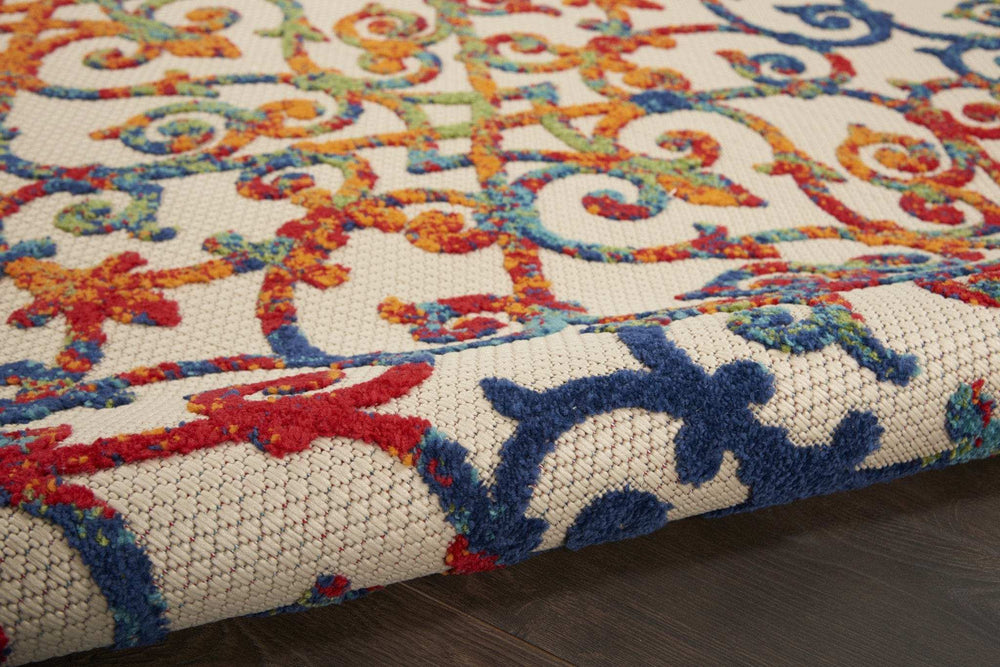 4' X 6' Ivory And Blue Floral Indoor Outdoor Area Rug - Homeroots - Flyclothing LLC