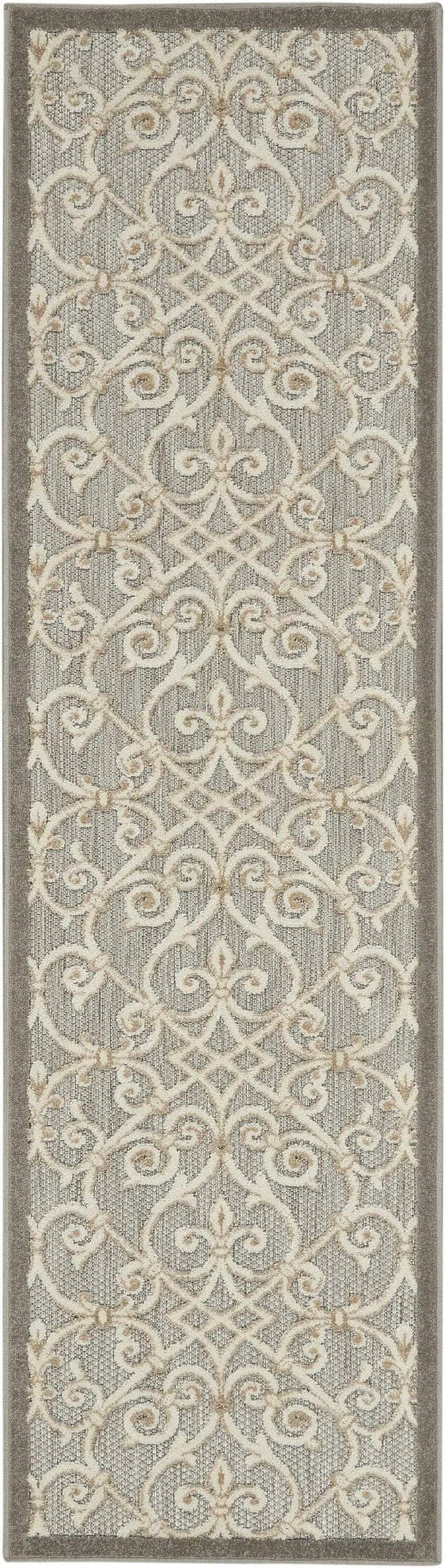 2' X 6' Gray And Ivory Floral Indoor Outdoor Area Rug - Homeroots - Flyclothing LLC