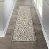 2' X 8' Gray And Ivory Floral Indoor Outdoor Area Rug - Homeroots - Flyclothing LLC