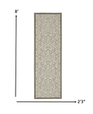 2' X 8' Gray And Ivory Floral Indoor Outdoor Area Rug - Homeroots - Flyclothing LLC