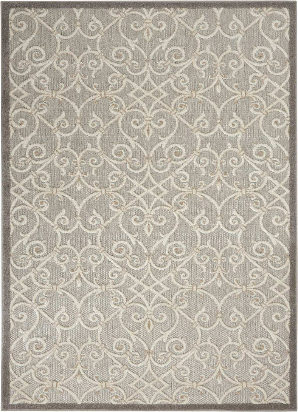 5' X 8' Gray And Ivory Floral Indoor Outdoor Area Rug - Homeroots - Flyclothing LLC