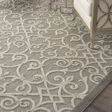 8' X 11' Gray And Ivory Floral Indoor Outdoor Area Rug - Homeroots - Flyclothing LLC