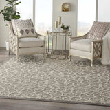 8' X 11' Gray And Ivory Floral Indoor Outdoor Area Rug - Homeroots - Flyclothing LLC