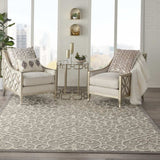 8' X 11' Gray And Ivory Floral Indoor Outdoor Area Rug - Homeroots - Flyclothing LLC