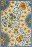5' X 8' Ivory And Blue Floral Stain Resistant Indoor Outdoor Area Rug - Homeroots - Flyclothing LLC