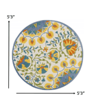 5' Round Multi Medallion Indoor Outdoor Area Rug - Homeroots - Flyclothing LLC