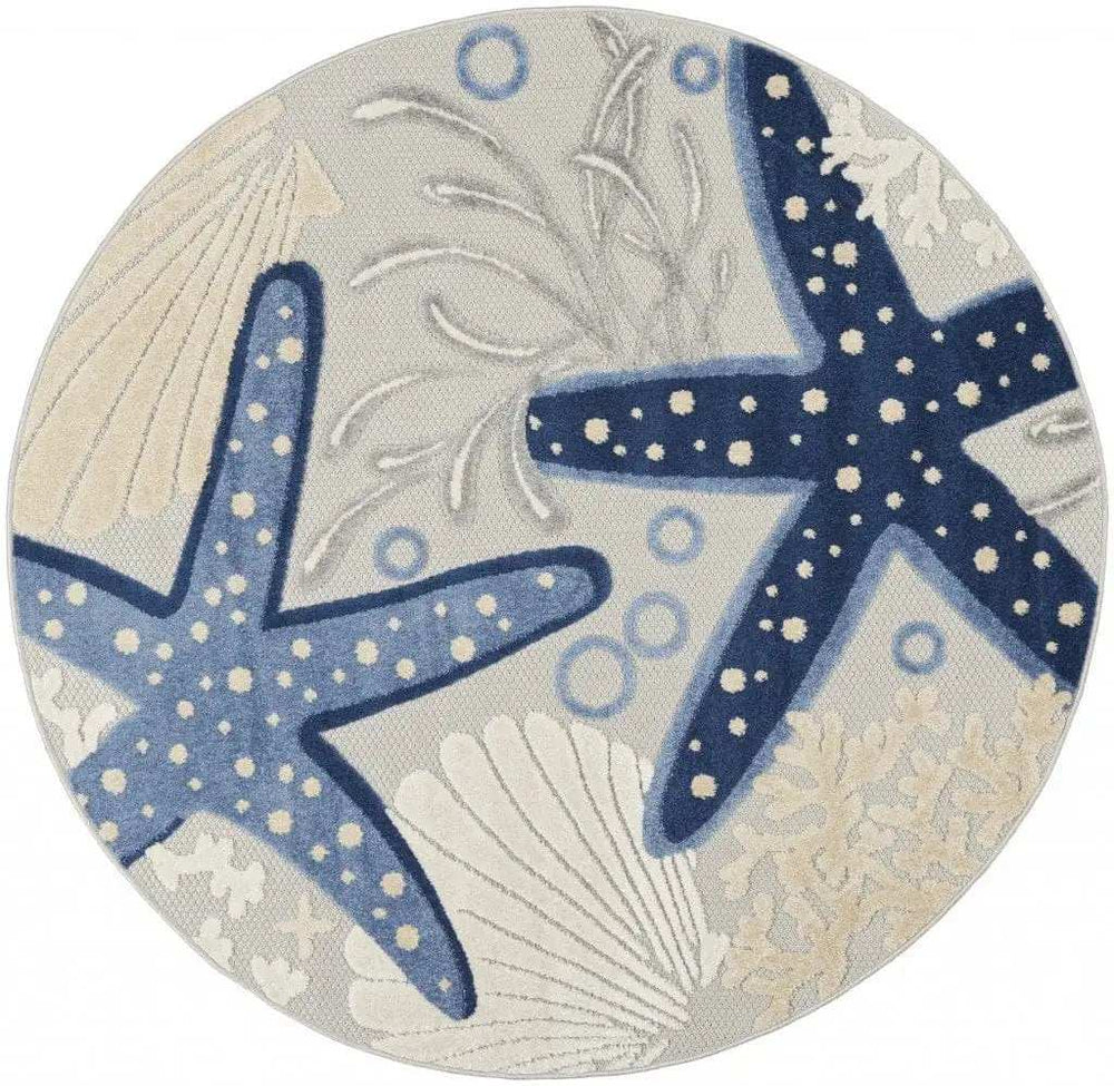 4' Round Blue/Grey Indoor Outdoor Area Rug - Homeroots - Flyclothing LLC