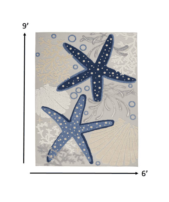 6' X 9' Blue And Gray Indoor Outdoor Area Rug - Homeroots - Flyclothing LLC