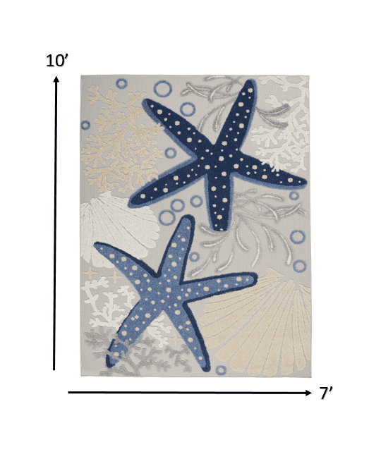 7' X 10' Blue And Gray Indoor Outdoor Area Rug - Homeroots - Flyclothing LLC