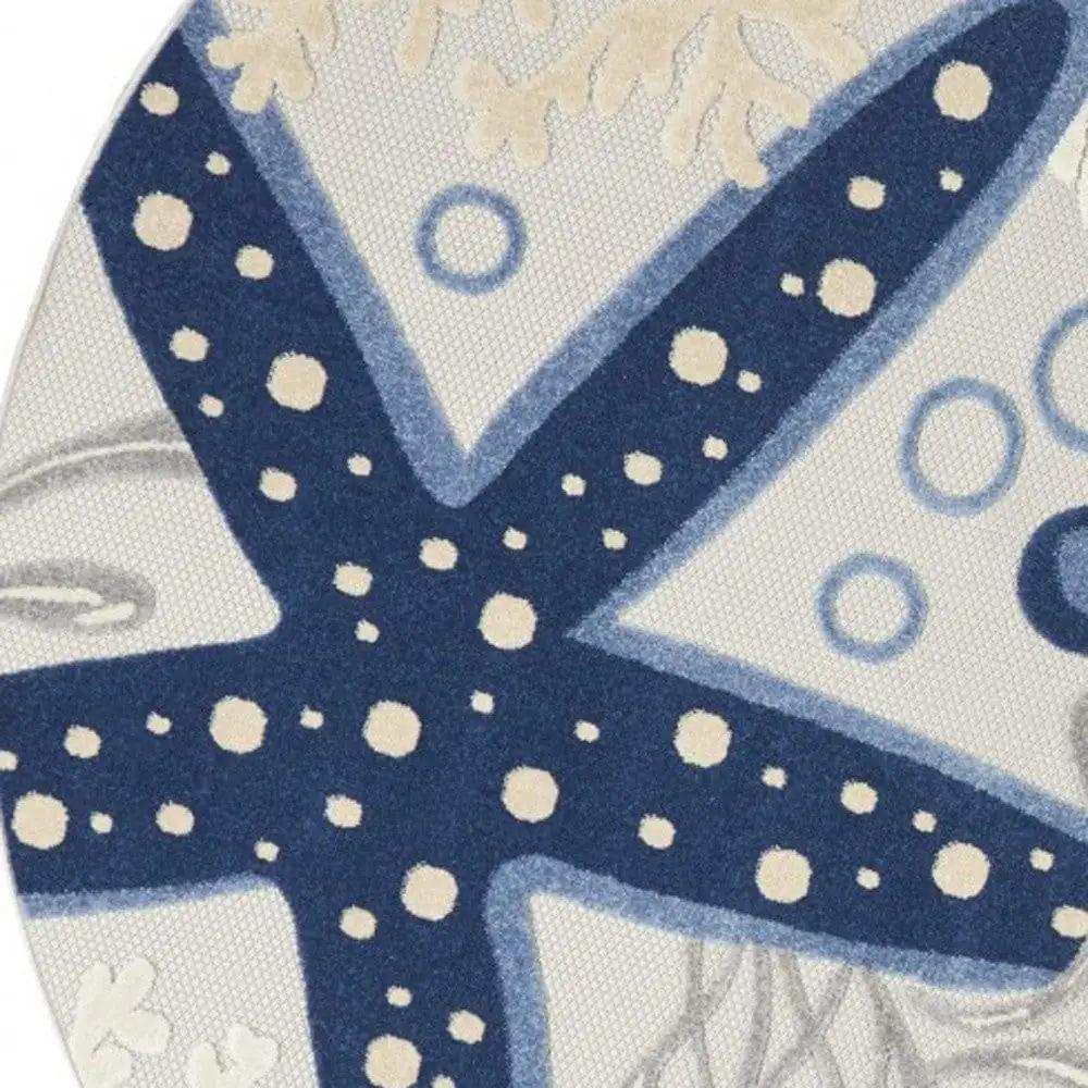 8' Round Blue And Gray Round Indoor Outdoor Area Rug - Homeroots - Flyclothing LLC