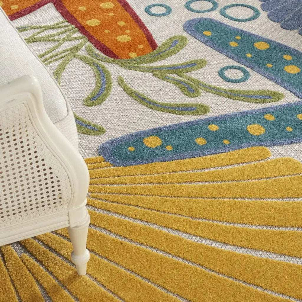 7' X 10' Yellow And Ivory Indoor Outdoor Area Rug - Homeroots - Flyclothing LLC