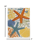 7' X 10' Yellow And Ivory Indoor Outdoor Area Rug - Homeroots - Flyclothing LLC